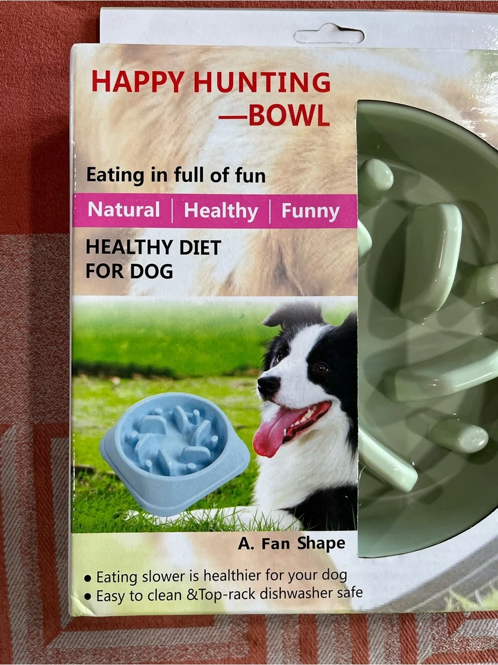 Happy Hunting Slow Feed Dog Bowl - Green